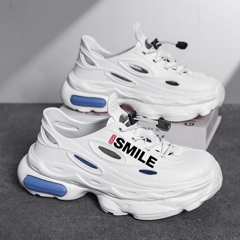 

New Fashion Breathable Garden Shoes Summer Couple Sandals Non-slip Thick Bottom Men s Sandals Outdoor Baotou Beach Men s Shoes 38 м ята зелений колір