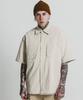 STAGE NAME Vintage Washed Cotton Double Shoulder Short Sleeve Shirt_L Beige