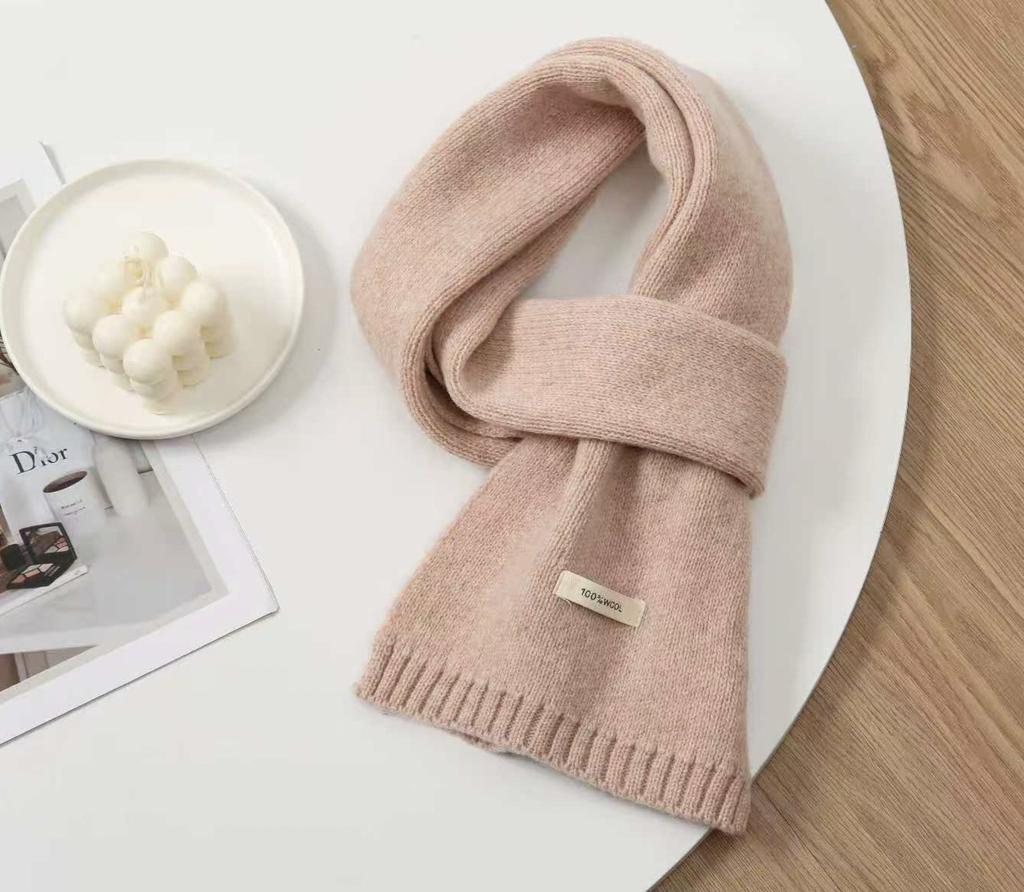100% Australian Pure Wool Knitted Scarf For Women Men Autumn Winter Cashmere Couple Style Versatile Warm Neck Warmer Scarf
