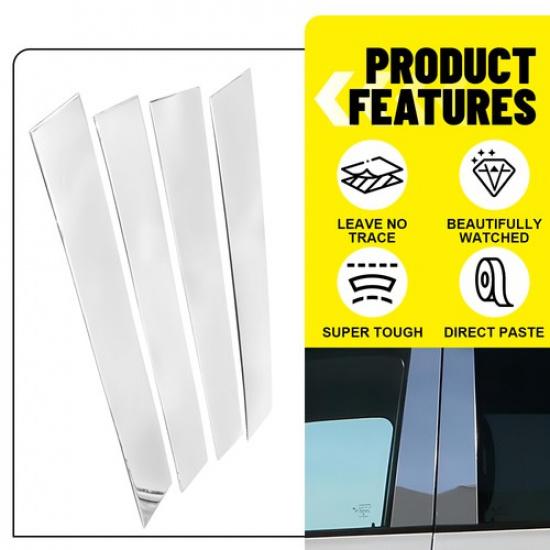 For -2025 Dodge Ram 1500 Quad Cab Chrome/Black Pillar Posts Window Door Trim