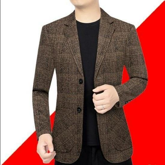 Men's Versatile Plaid Business Suit Jacket for Spring & Autumn
