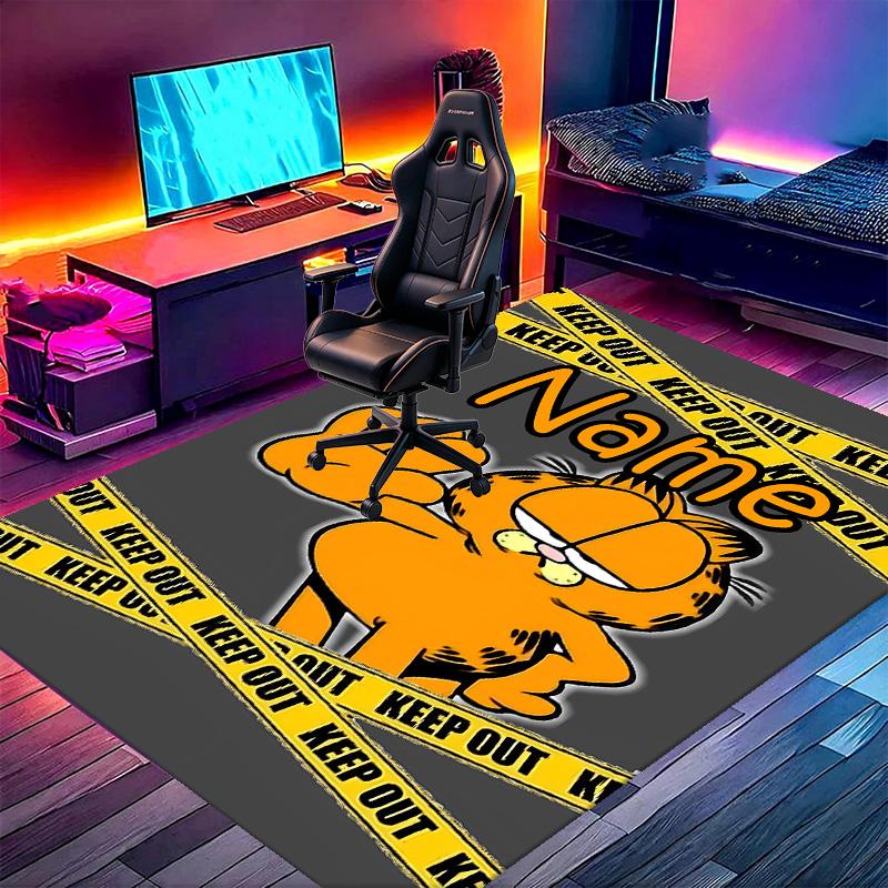 Custom Name Personalized Garfield Print Carpet, Versatile Home Decor Rug, for Playroom, Apartment, Balcony, Entryway, Hallway Gift