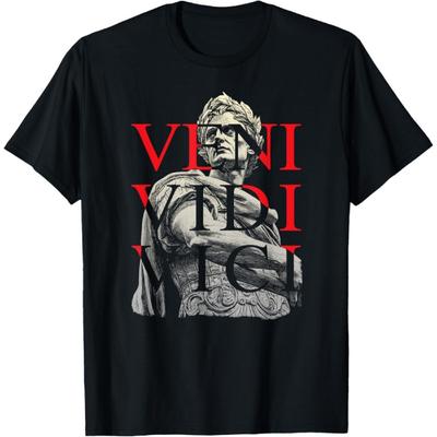 Veni Vidi Vici Julius Caesar Statue Latin Power Art T-Shirt