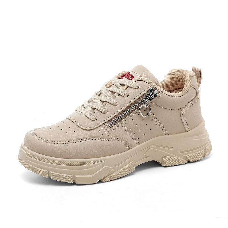 New Autumn, Spring and Summer Breathable Inner Height Increase Thick Sole Solid Color Wear-resistant Breathable Student Board Shoes