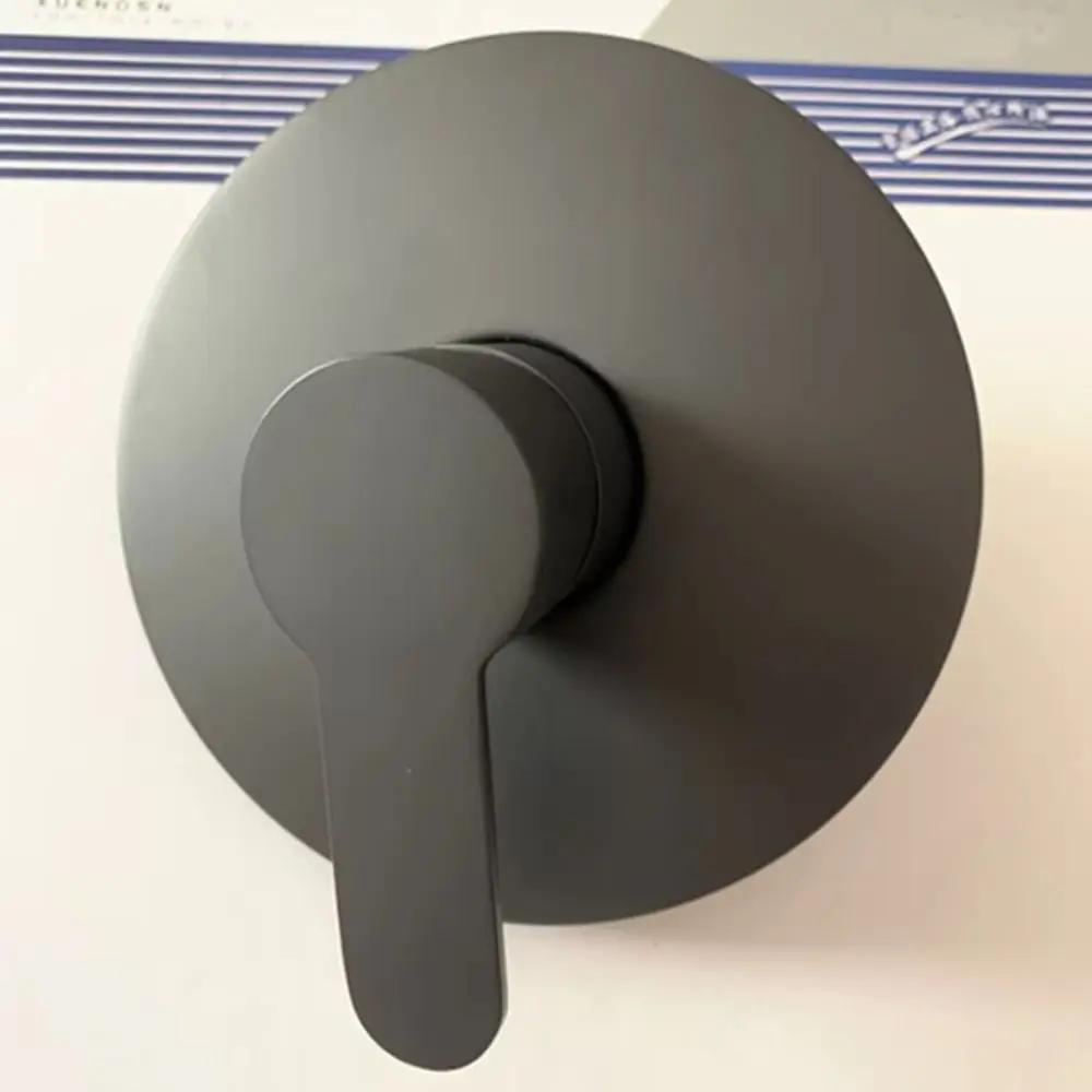 Brass Construction Wall Mount Shower Faucet Aluminum Alloy Circular Design Shower Valve Matte Black Single Function