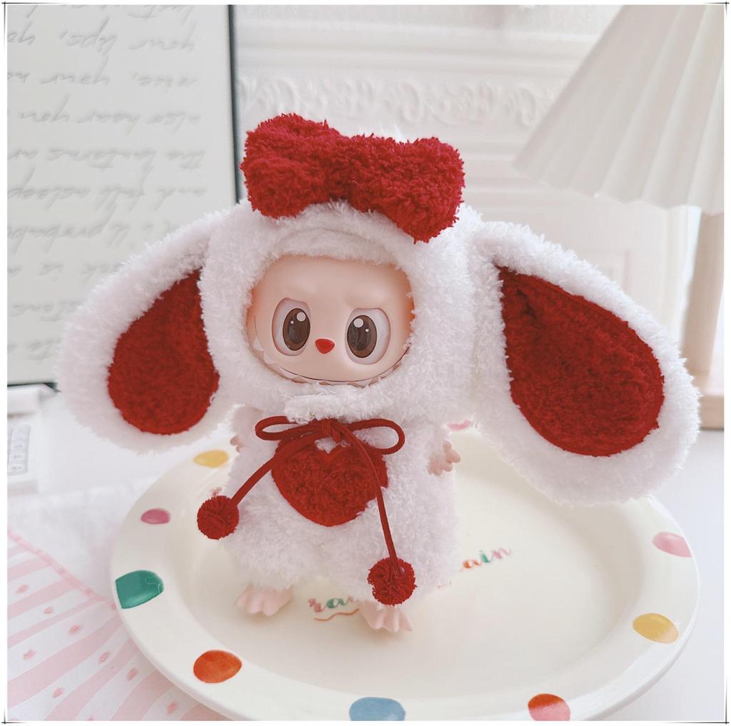 First, Second, and Third Generation Labubu Doll Clothes: 17cm Plush Onesie for 10cm Labubu Dolls, Cute Cartoon Design