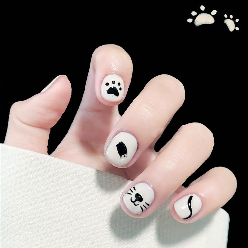 24Pcs Short Square Fake Nails Cloud Star Pattern Full Cover Press On Nail Tips Manicure Art