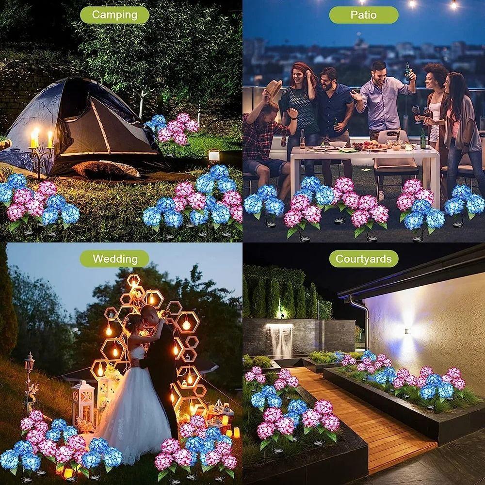 3 Head Lawn Light Hydrangea Landscape Lamp House Decoration LED Solar Lamp  Holiday