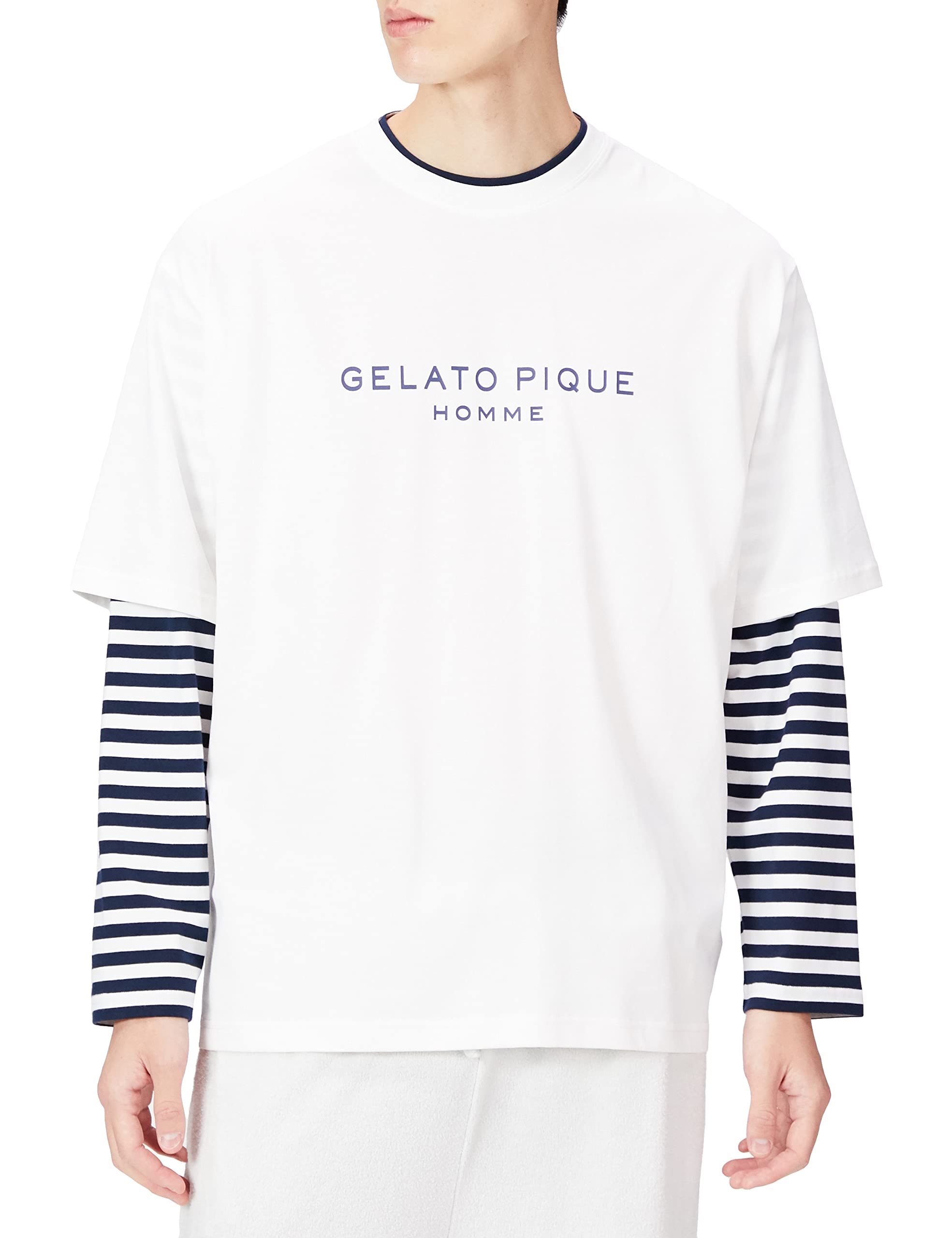 

Футболка Homme One Point Logo Layered Long PHCT224936 OWHT L [Gelato Pique] мужская