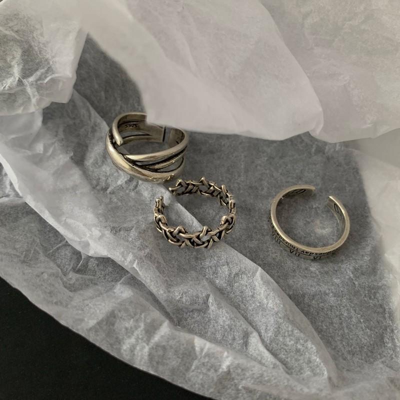 Style Korean Trendy 925 Silver Ring For Women Open Adjustable Finger Jewelry Elegant