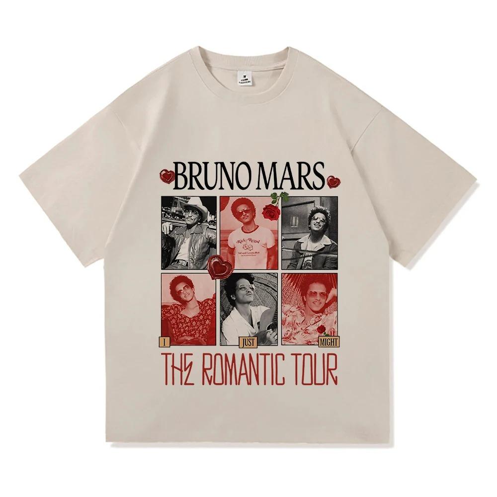 Bruno Mars "The Romantic Tour" Retro-Fotocollage "I Just Might" Vintage Übergroßes Schwarzes T-Shirt | Popmusik-Konzert Fan Streetwear T-Shirt