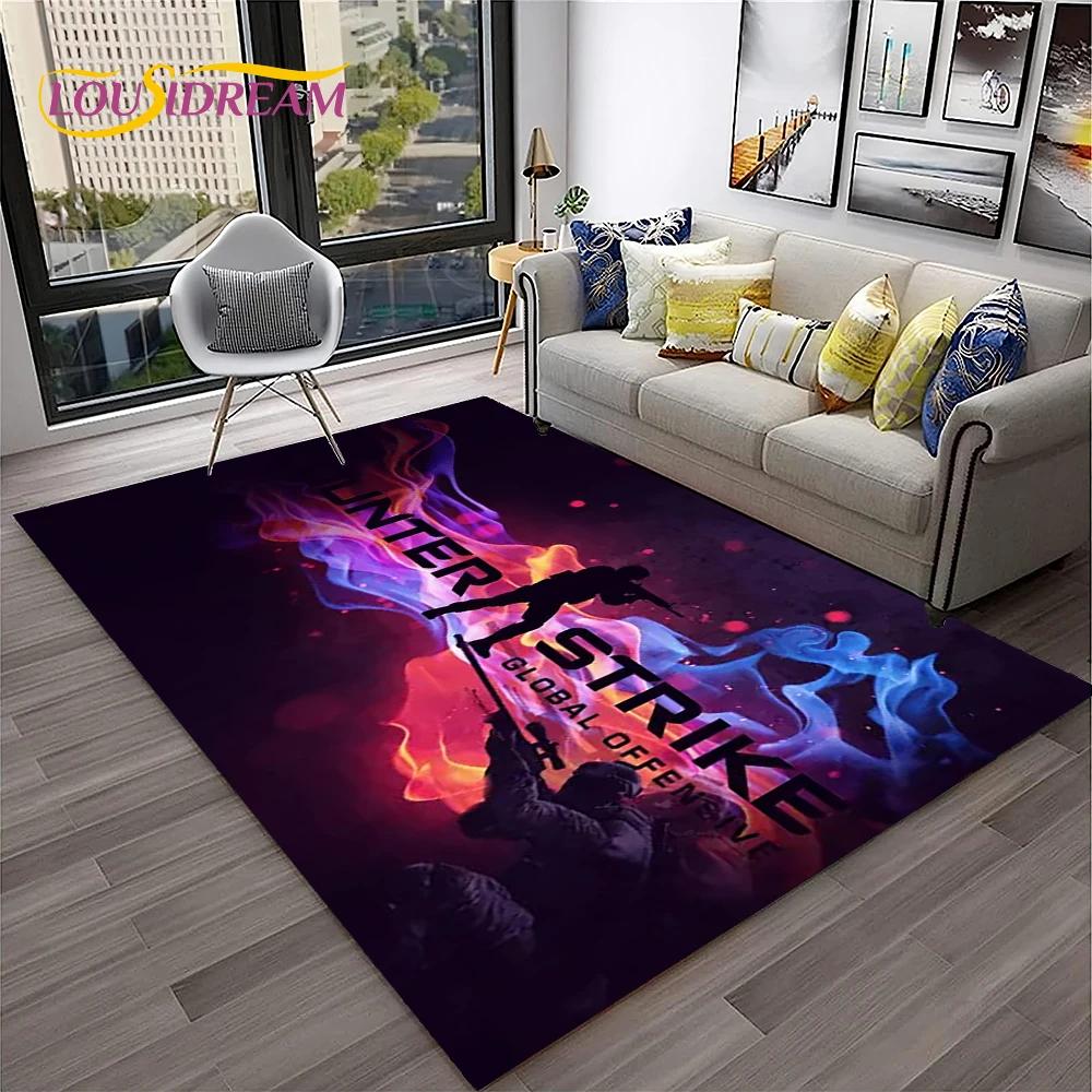 3D CS GO Game,Counter Strike Gamer Carpet Rug for Home Living Room Bedroom Sofa Doormat Decor,kids Area Rug Non-slip Floor Mat