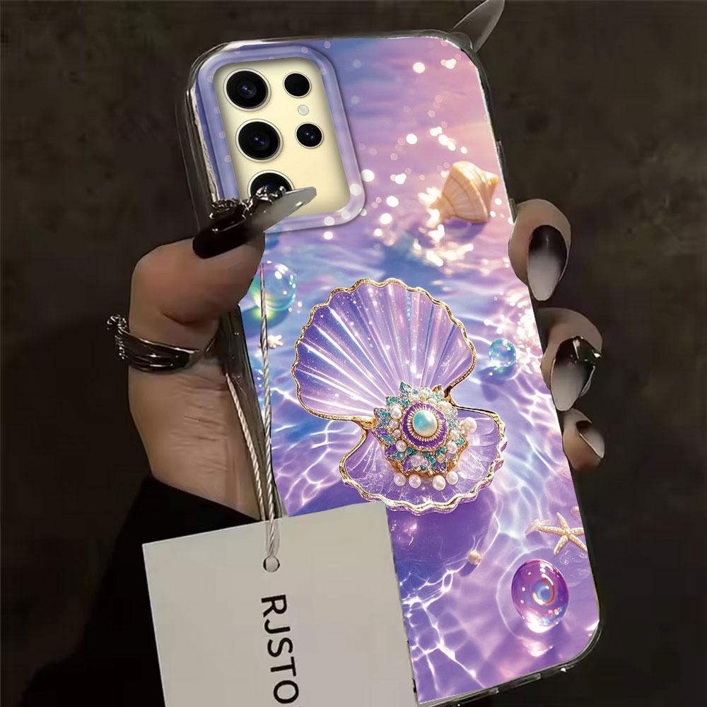 Sommer Ozean Perle Muschel Wasser Textur Mädchen Handyhülle für Samsung Galaxy S25 Edge S24 S23 S22 S21 FE Plus Ultra Schale Hülle