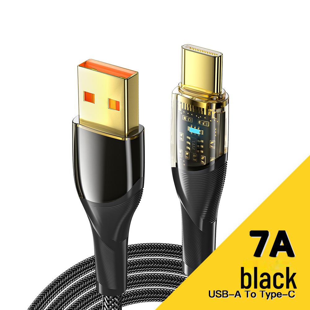 

ESSAGER Прозрачный кабель для сверхбыстрой зарядки 100 Вт/30 Вт 7 А, совместимый с Apple Type-C, с цифровым дисплеем 1m