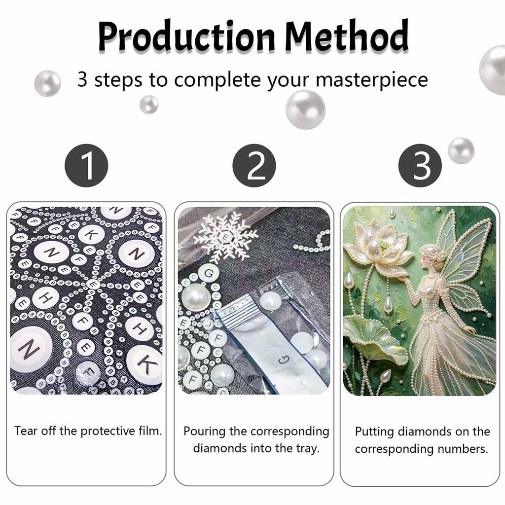Frameless DIY Pearl Bead Painting Kit Elegant Fairy Pattern Creative Relaxing Craft Canvas Home Decor Adult Gift