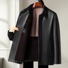 Autumn and Winter New Velvet Middle-aged Business Warm Leather Dad Casual Thickened Coat