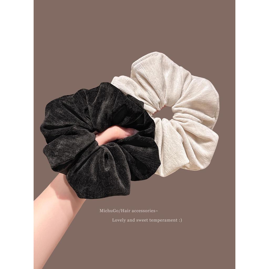 Samt Einfarbige Damen-Scrunchie - Herbststil, Großes Haargummi-Accessoire