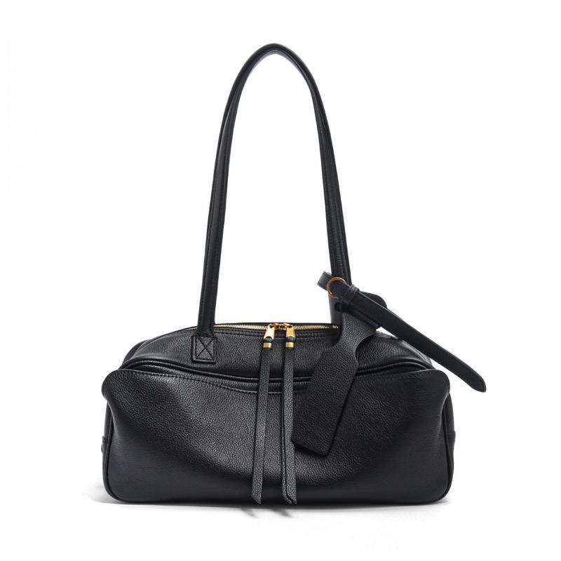 A Simple Cowhide Boston Bowling Bag for Women