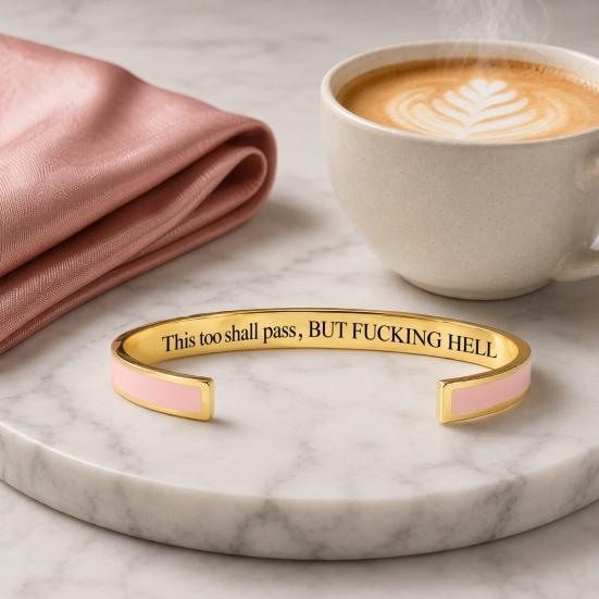 Baizihuahu This Too Shall Pass Mantra Cuff Bracelet, Adjustable Engraved Motivational Bangle Hidden Information Inspirational Encouragement