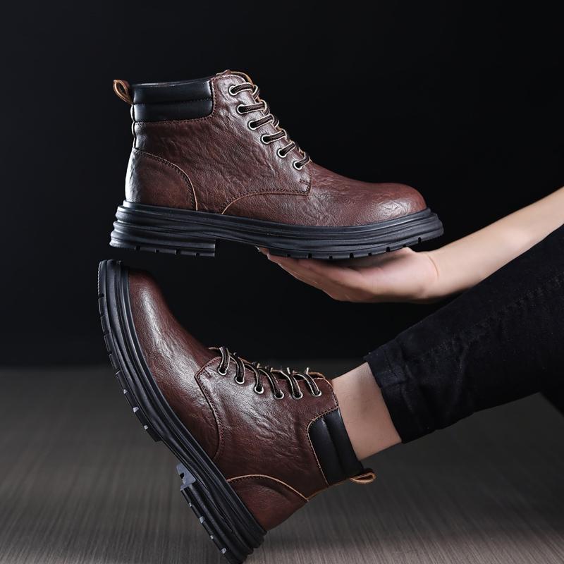 Golden Sapling Herrenstiefel 2025 Frühling Retro Mikrofaserleder Schuhe Dicke Sohle Herren Stiefelette Outdoor Britischer Stil Botas