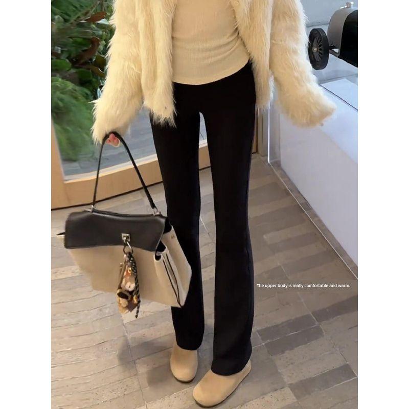 Summer Black Slim-Fit Flared Casual Pants for Women 2026 New Trendy High-Waisted Stretchy Slim-Fit Bootcut Pants