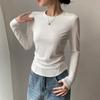 Long Sleeve Slim Fit Base Shirt Round Neck Pullover Tops Soft Elastic Daily Wear Women Solid Color Bottom Tops