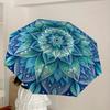 1pc Blue Lotus Mandala Design Umbrella with Plastic Handle,Suitable for All Seasons Home Travel Outdoor UmbrellaDD1060
