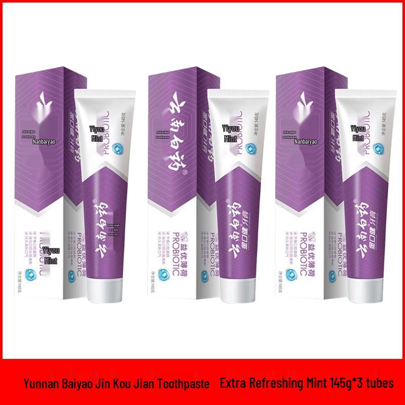 

Yunnan Baiyao Jin Kou Jian Refreshing Mint Toothpaste 3-Pack
