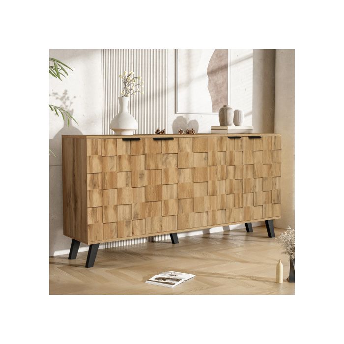 Nowoczesny bufet - MUVOE - 4 drzwi - 160,5 x 35,5 x 78 cm - Elegancki design - Solidna konstrukcja