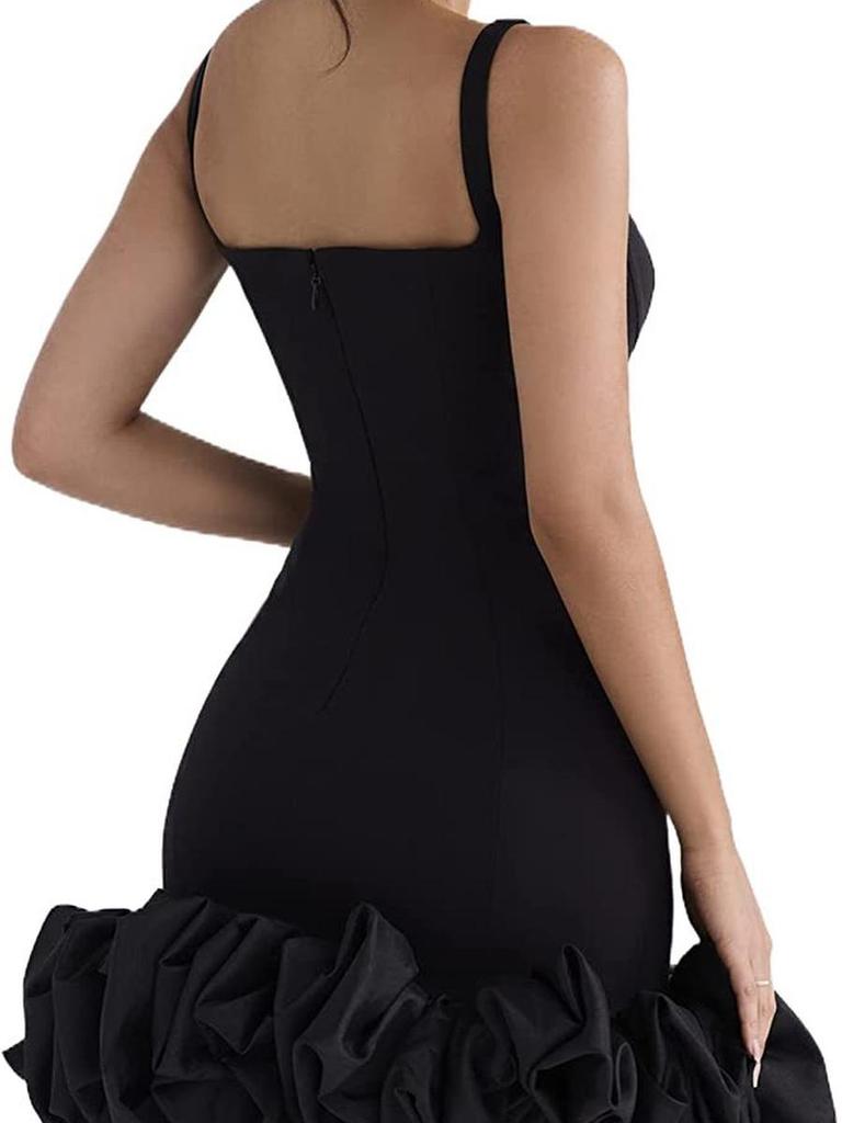 Vestito da Donna con Schiena Scoperta e Volant Mini Gonna Sexy Vestito da Festa Cocktail