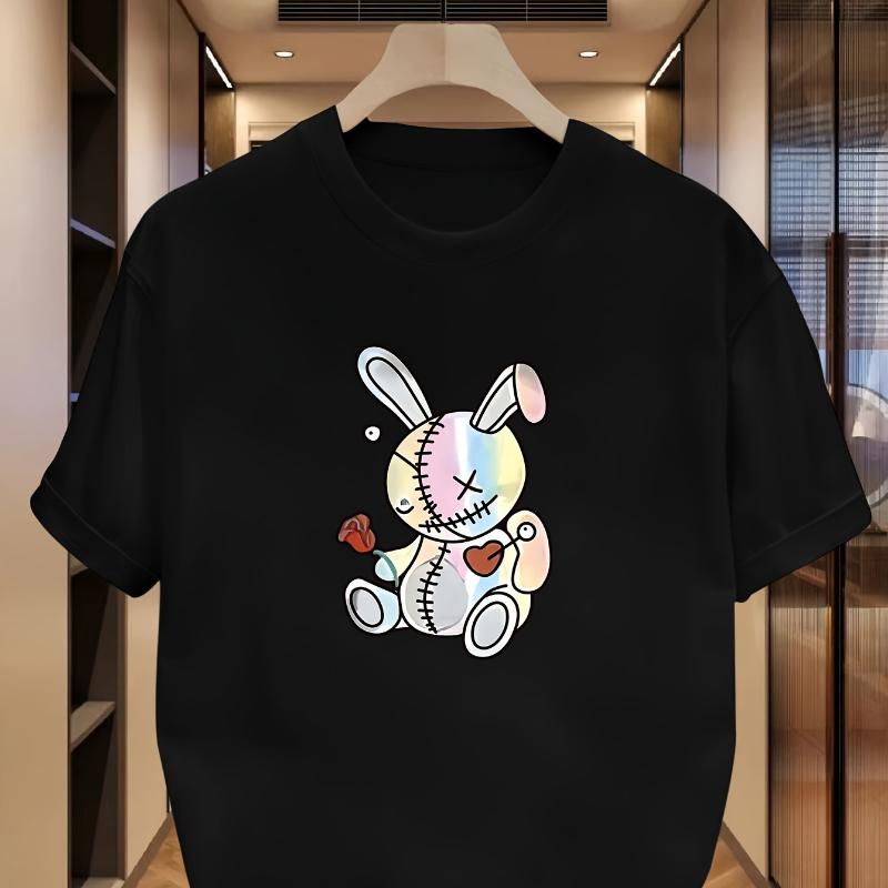

Patchwork Bunny Doll Graphic Print T-Shirt,Lightweight T-Shirt Breathable Cool, Comfortable Wear XXL белый
