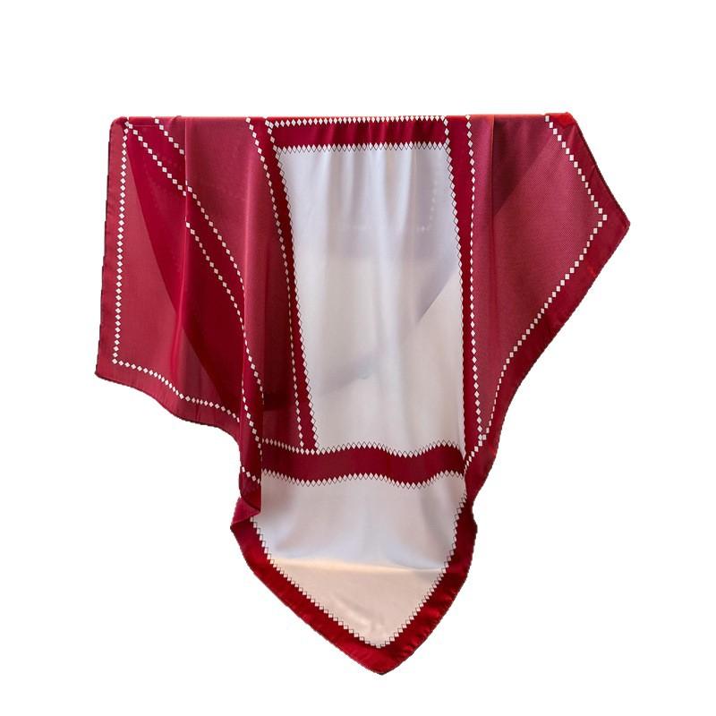 Geometrický Jednoduchý Barevný Soulad Saténová Imitace Hedvábí Potisk Velký Čtvercový Šátek Hedvábný Šátek Šál Šátek na Hlavu Šátek na Ochranu Krku