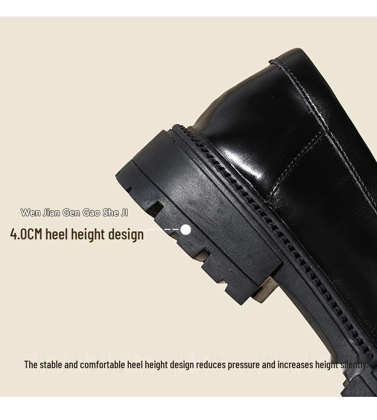 Damskor 2025 Brittisk stil läderloafers - Höst slip-on, mångsidiga arbetsskor med tjock sula