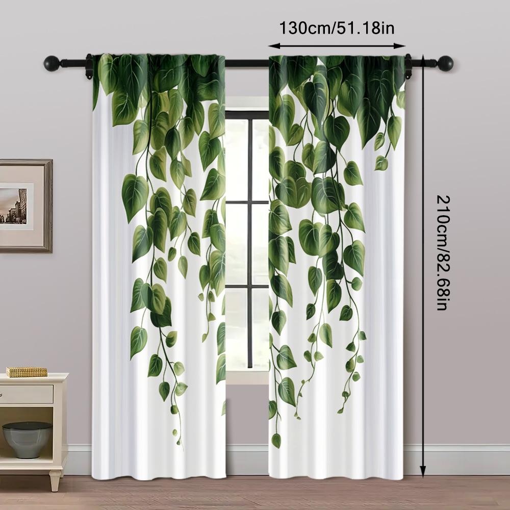 Elegant Set Of 2 Curtains Window Treatment Green Plants Have Climbed Wall Versatile Polyester Without Rod Festive Perfect Made