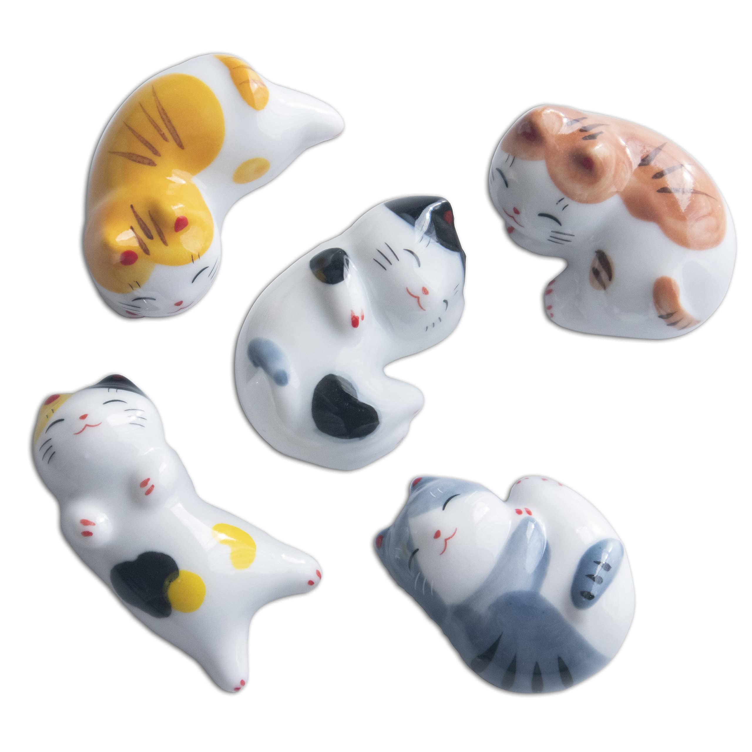 

Подставки для палочек C-RAYS в виде кошек, Милая кошачья посуда, Кухонные столовые приборы, Фигурки животных в японском стиле, Декоративные настольные аксессуары (Набор из 5)