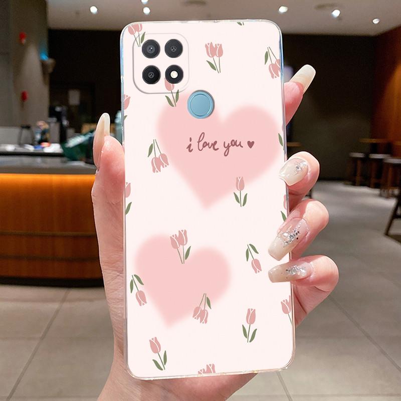 Case For OPPO A15 A15s Flower Butterfly Bow Phone Cases Coque For Oppo 35 Soft Silicone Capa Transparent TPU Jelly Cover Funda