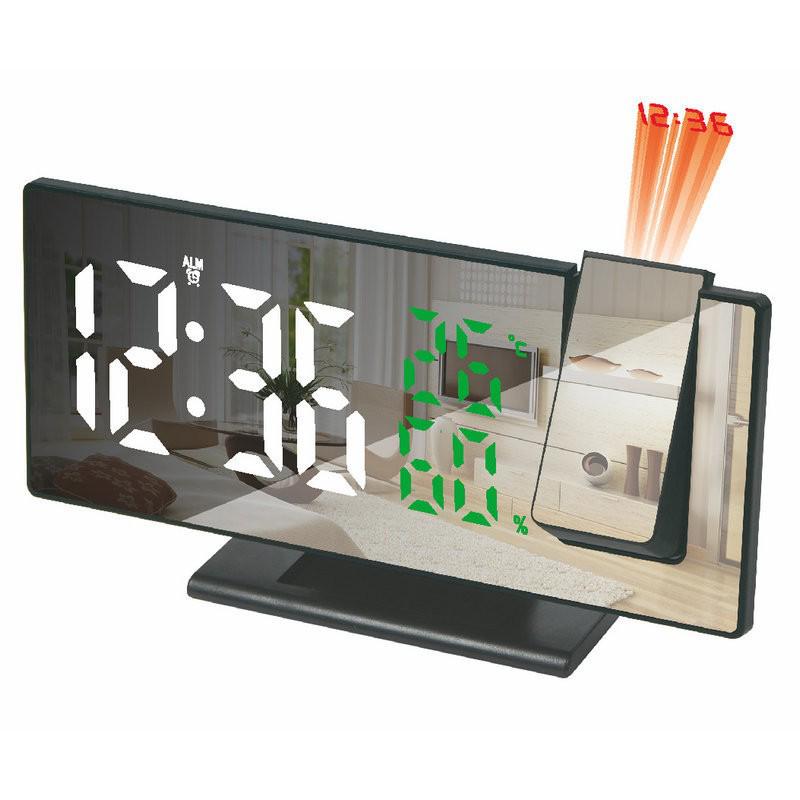 Smart Projection Alarm Clock - Large Mirror Display, Silent Snooze, Multifunctional Digital Luminous Desk Clock