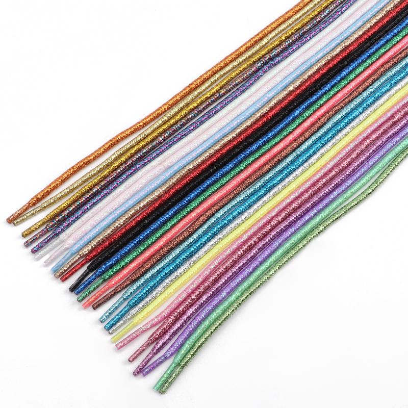 Runde Glänzende Schnürsenkel Gold Silber Seide Schuhband Metallischer Glitzer Schuhbänder Sportlich Lässig Bunt Regenbogenverlauf Schnürsenkel