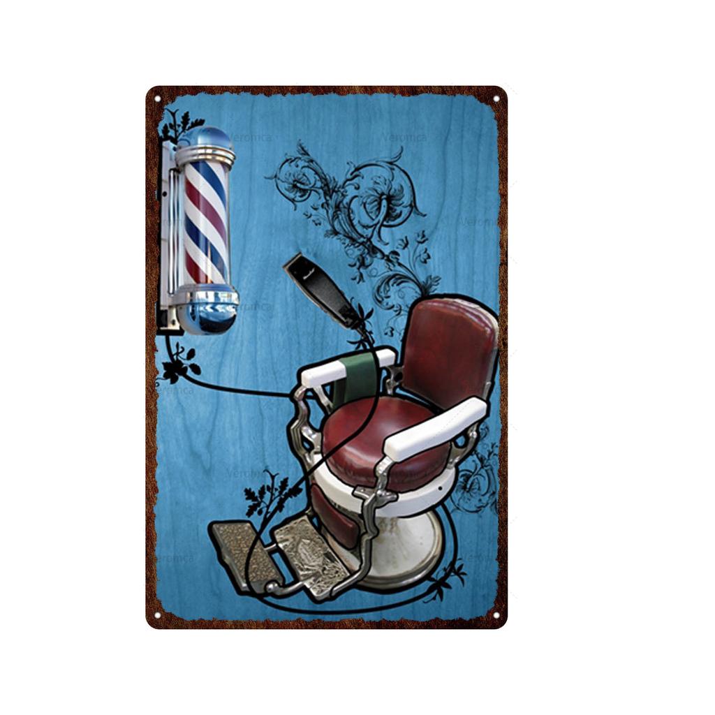 Outils de barbier de Style européen, signe en étain en métal, plaque murale Vintage, décor de magasin de tatouage, Plaques de peinture imprimées artistiques