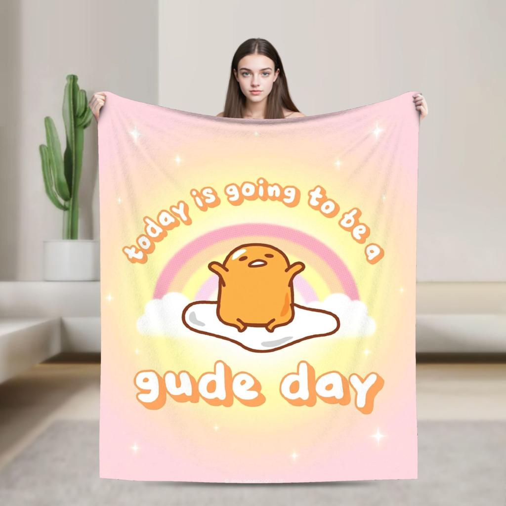 Lazy Egg Gudetama Flannel Blankets Winter Super Warm Throw Blanket for Child Bedroom Funny Bedspread Sofa Bed Cover
