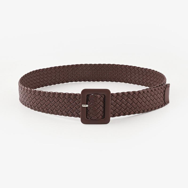Japanese Pastoral Woven Wide Belt Candy Color Bag Buckle Decorative Dress Jeans Belt Women
