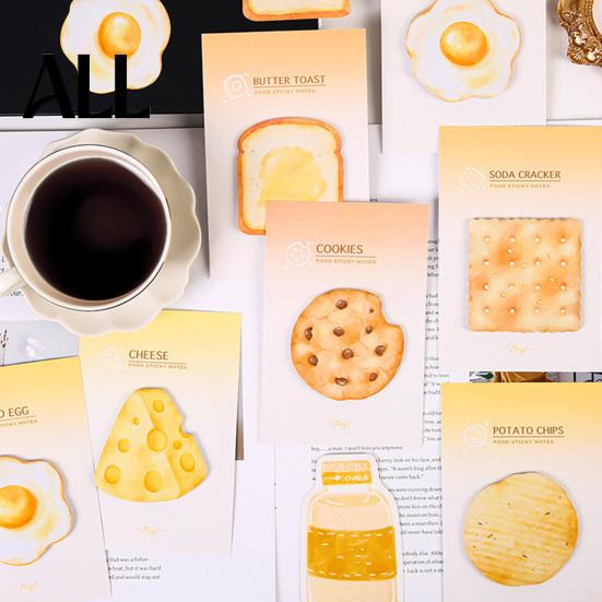 Cute Stick Notes Note Pads, Funny Toast Bread Cookie Cheese Design Notepad, 30 Adhesive Memo Pad Sheets/Pad Self for Home Office Notebook Bookmarks