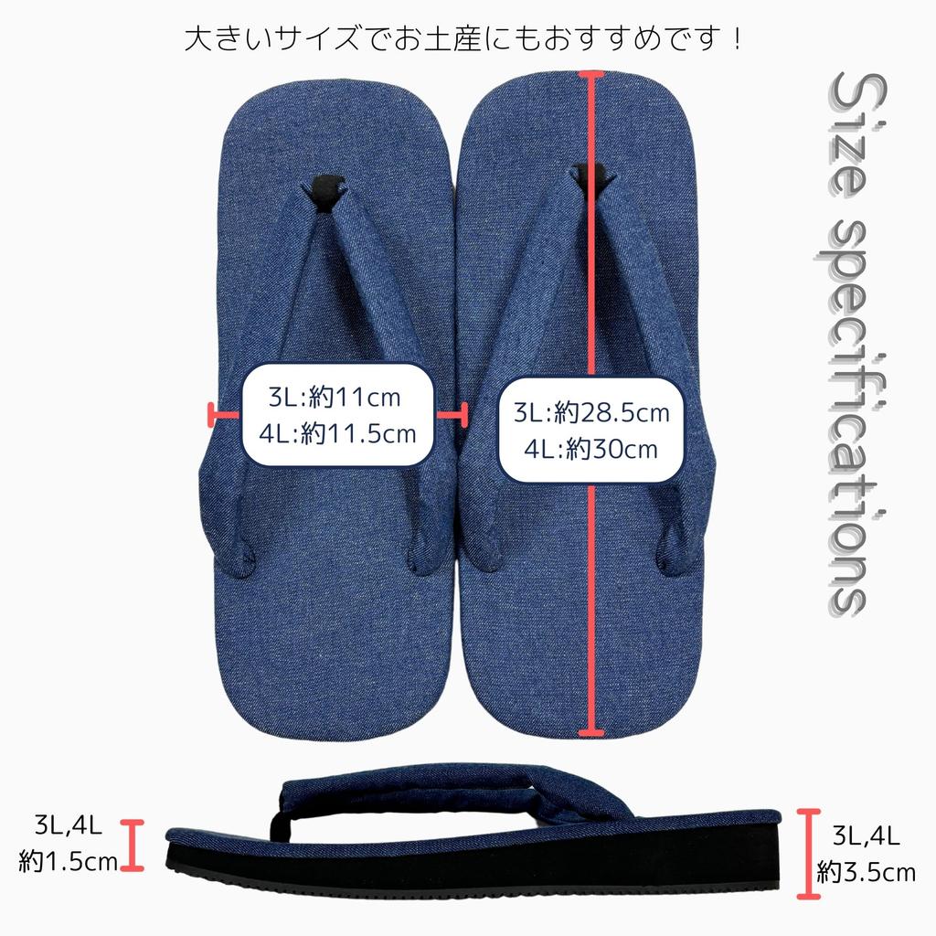 Edoten Large Size Shigi Candy Sole All Size Size 3L Men's Sandals, Denim, 28.5cm (9.5 inches),