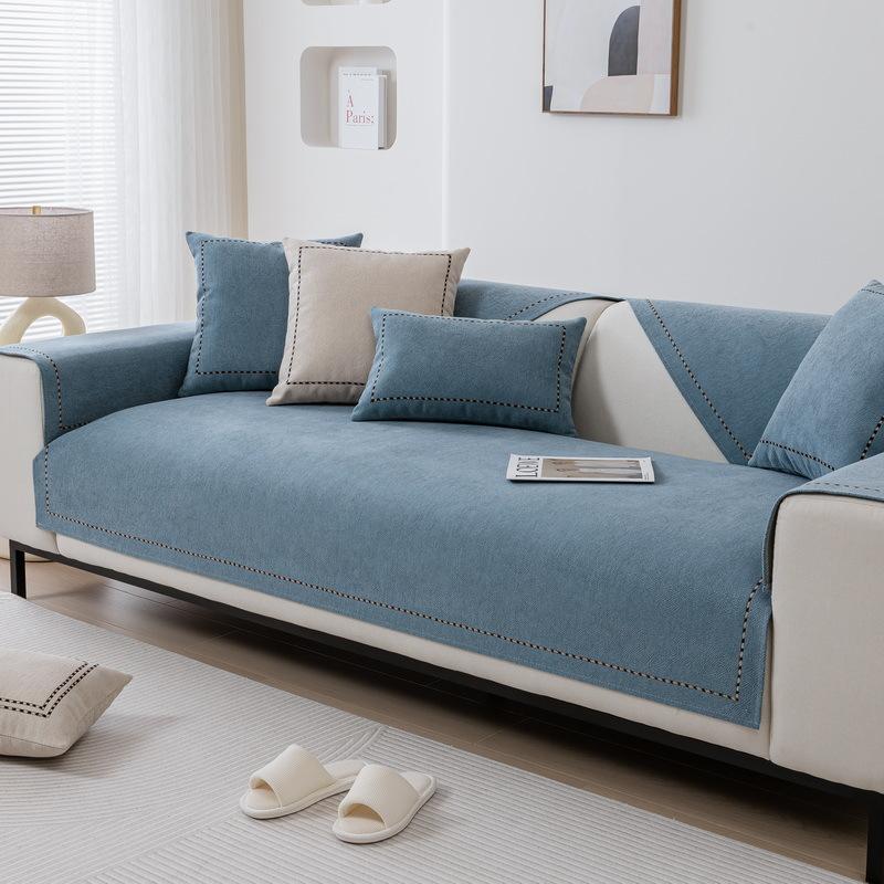 Light Luxury Solid Color Sofa Cushion Chenier Four Seasons Universal  Simple Non-Slip Sofa Cover Cloth Towel Cover Seat Cushion