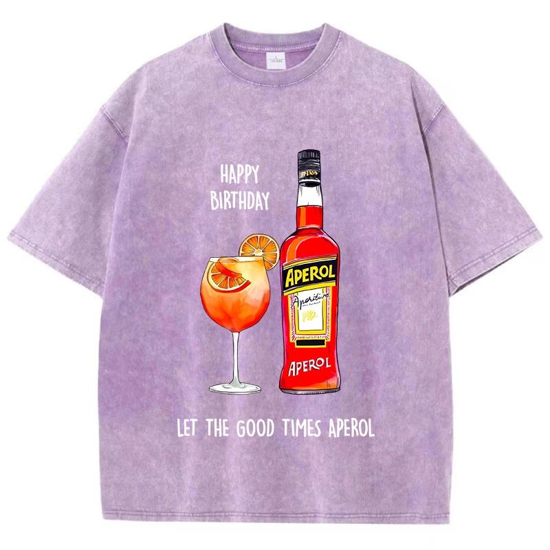 

Casual Womans Acid Wash T-Shirts Aperol Spritz Prints Tops Distressed Crewneck Oversize Cotton Tee Shirts Trend Female Clothes 5XL різнокольоровий