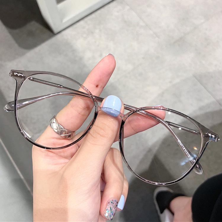 New Tea-Colored Anti-Blue Light Glasses: Black Frame, Plano Lenses for Students