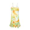 European and American Style, New Women's Clothing, Foreign Style Laminated Decorative Printing Suspender Midi Dress