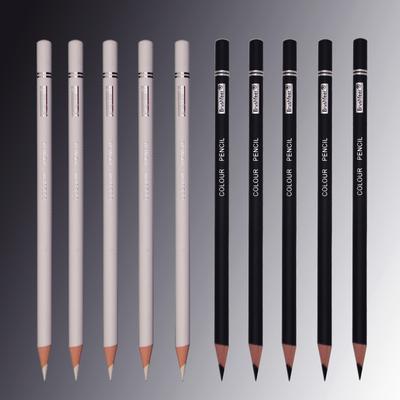 6pz Matite Colorate Bianco Nero Colore Matite da Disegno Colore Permanente Matite Colorate Legno a Base Olio Per Artisti E Principianti Arte