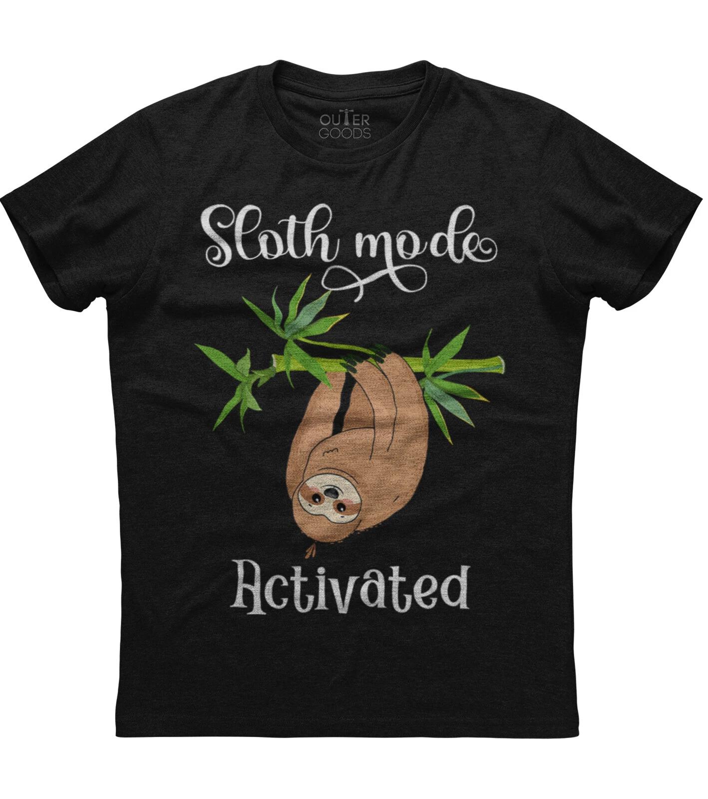 Sloth Mode Activated Funny Mens Short Sleeve Cotton Black T-shirt 2XL