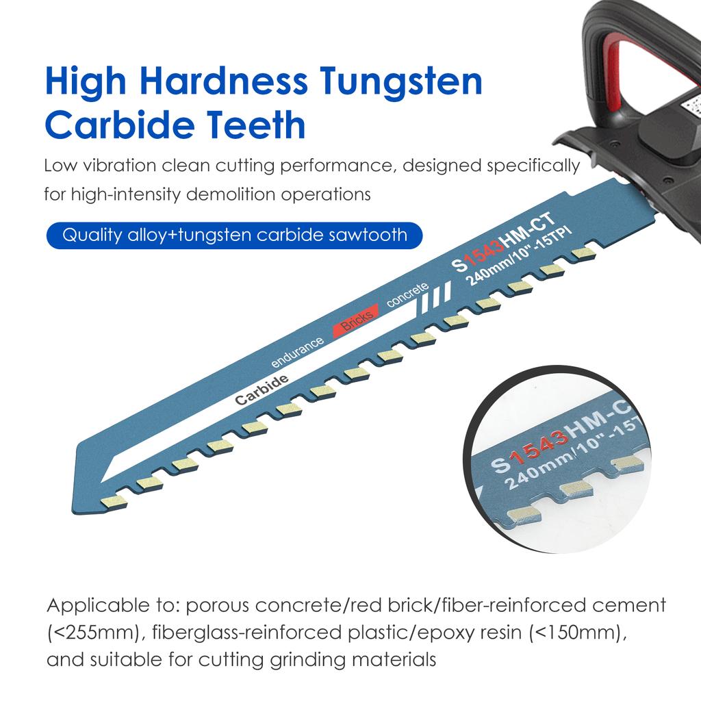 1/2 Pcs Reciprocating Saw Blade Cemented Carbide Cutting Concrete Saw Blades Alloy Steel 240 mm Cutting Tools for Cement Stone